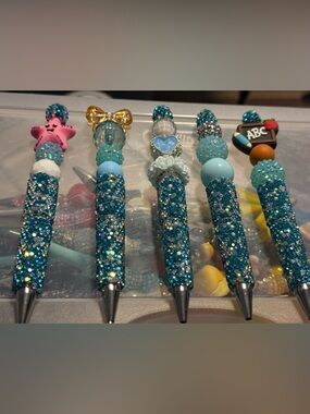 Sparkling Teal Kids Glitter Pens with Cute Character Toppers each one are  8.00